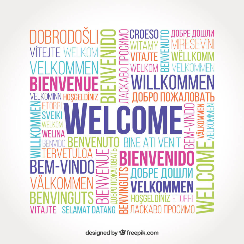 welcome traducido en diferentes idiomas